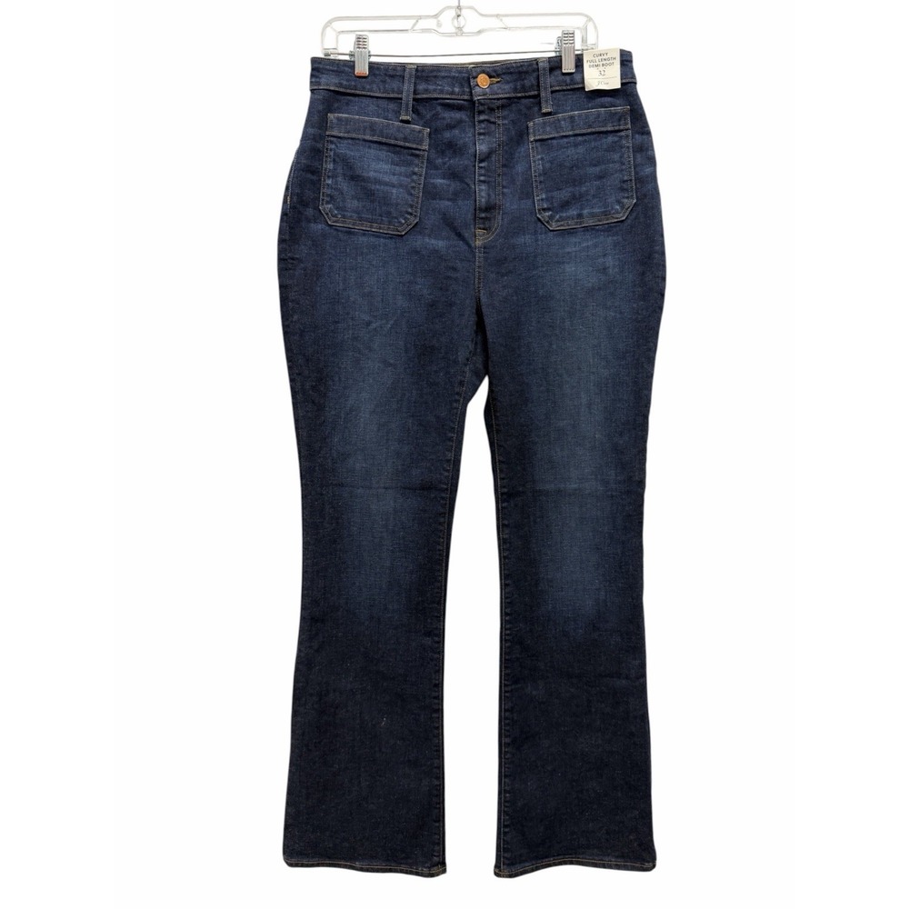 J.Crew Curvy Full Length Demi Bootcut Denim Jeans Size 32 X 32 Patch Pocket New